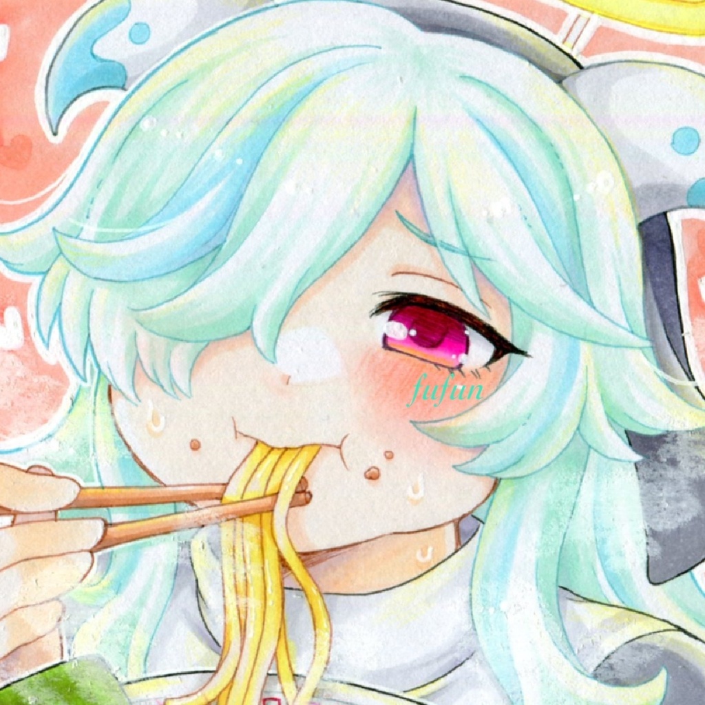 手描きイラスト　麻雀ファイトガール　ダブリエル　ラーメン