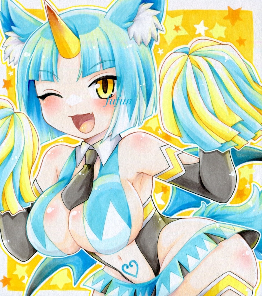 手描きイラスト ボンバーガール アサギ サキュバスチア