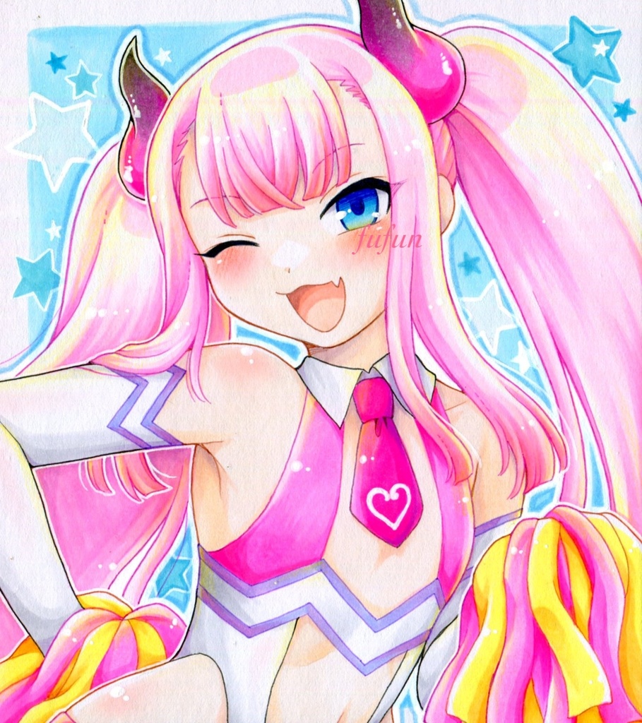 手描きイラスト ボンバーガール モモコ サキュバスチア
