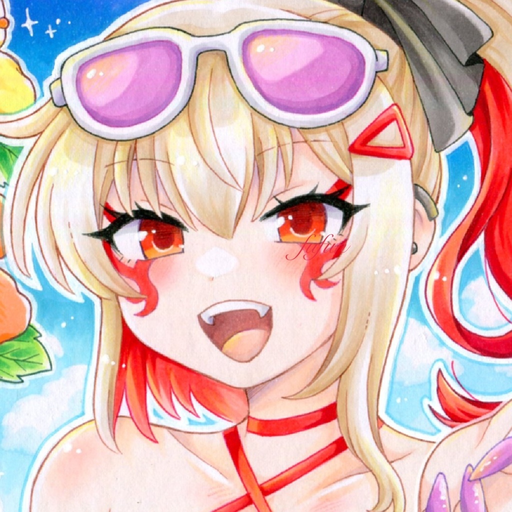 手描きイラスト 戦国乙女 石川ゴエモン 色紙 水着