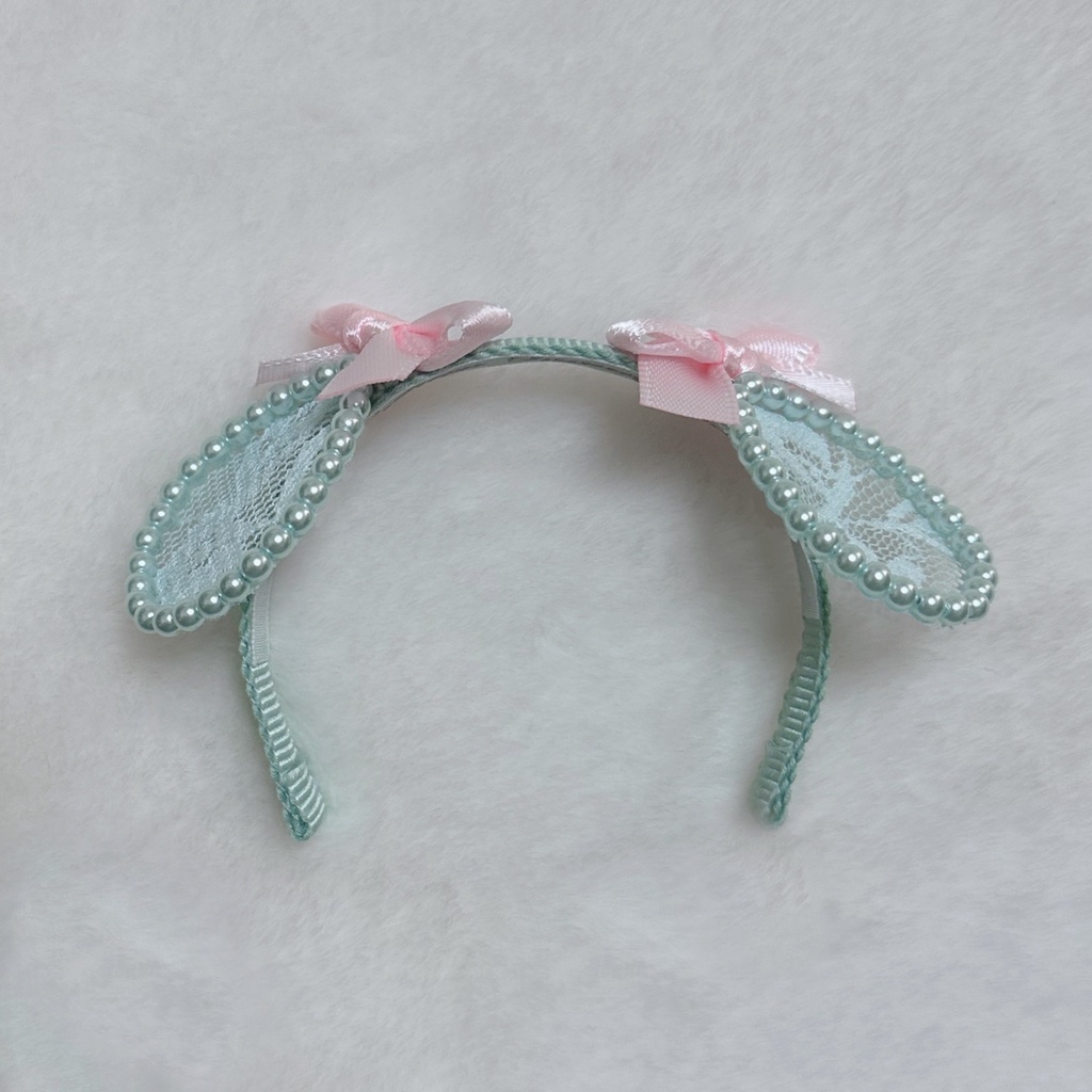 🎀パールレースカチューシャ わんちゃん ミント🎀