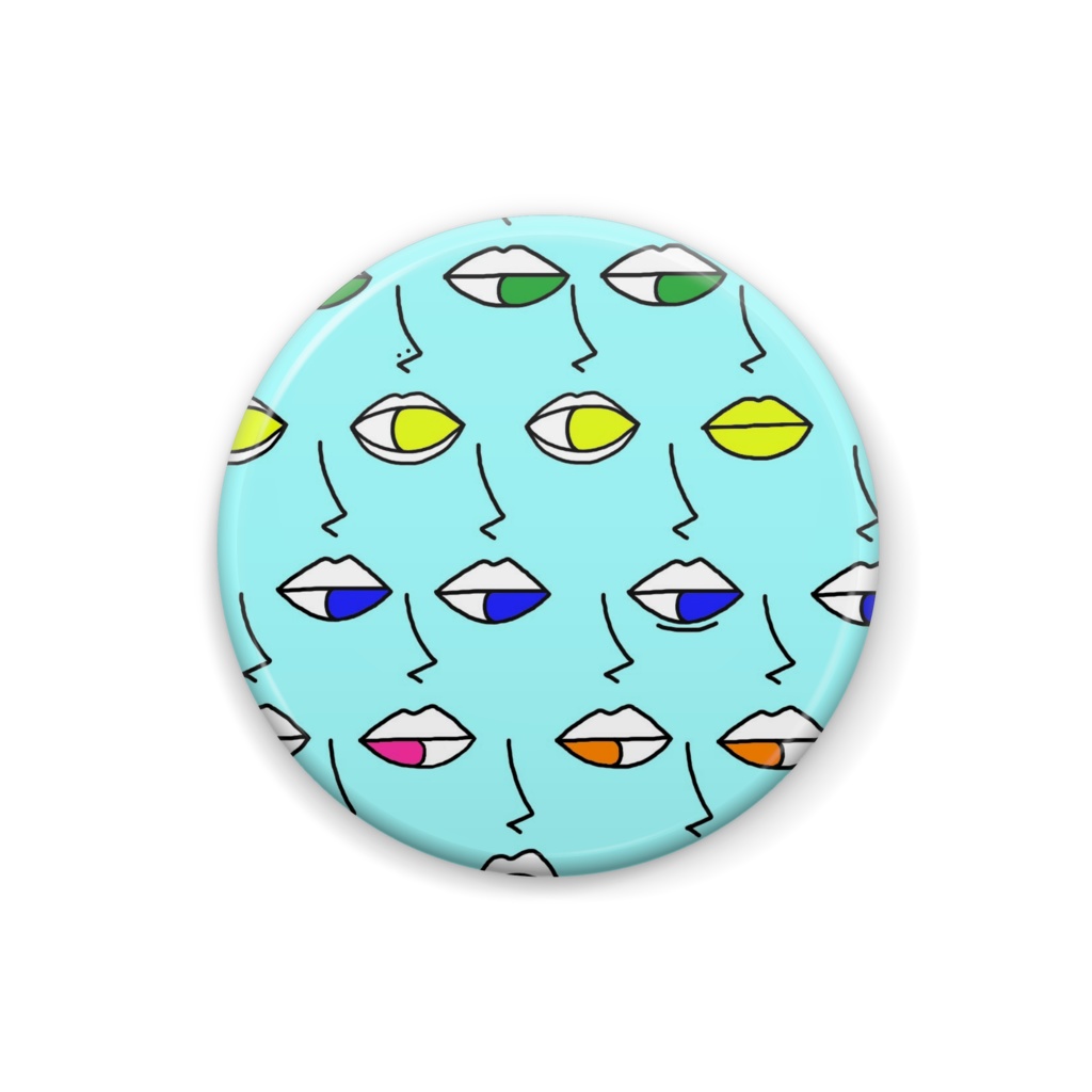 つながるFACE缶バッジ(ブルー)