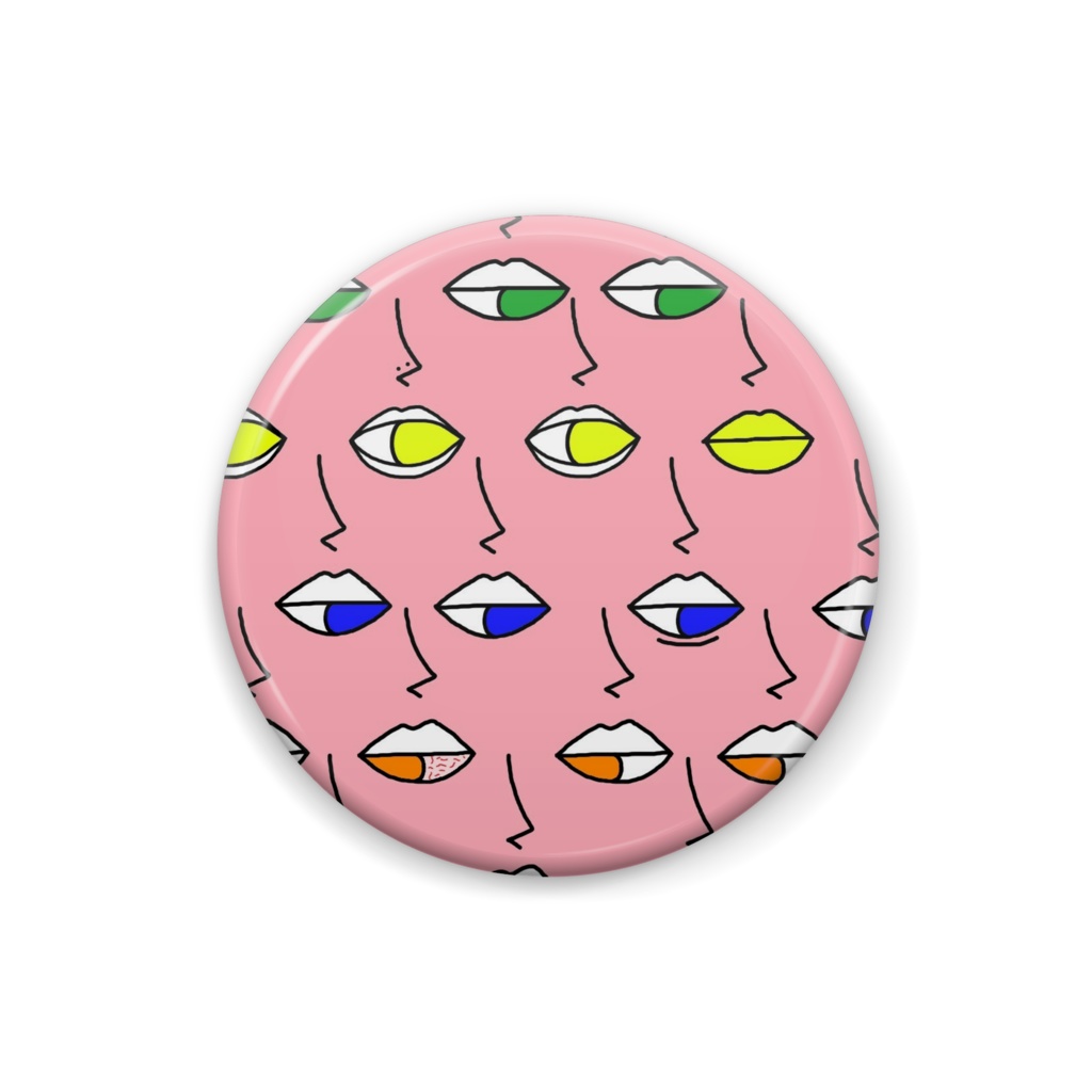 つながるFACE缶バッジ(ピンク)