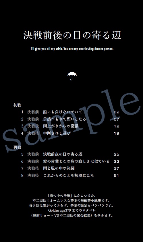 【不二周助 夢小説】『決戦前後の日の寄る辺』