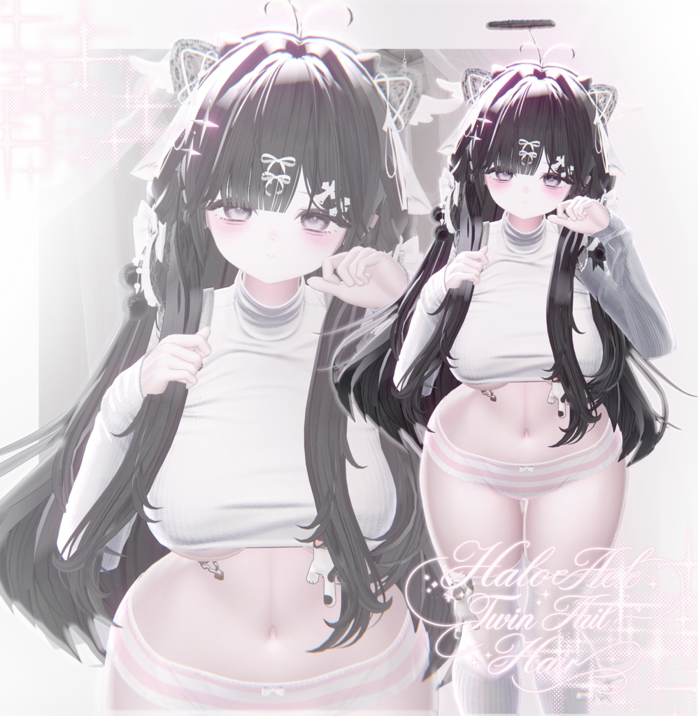 【8 avatars】HaloHex Twin Tail Hair