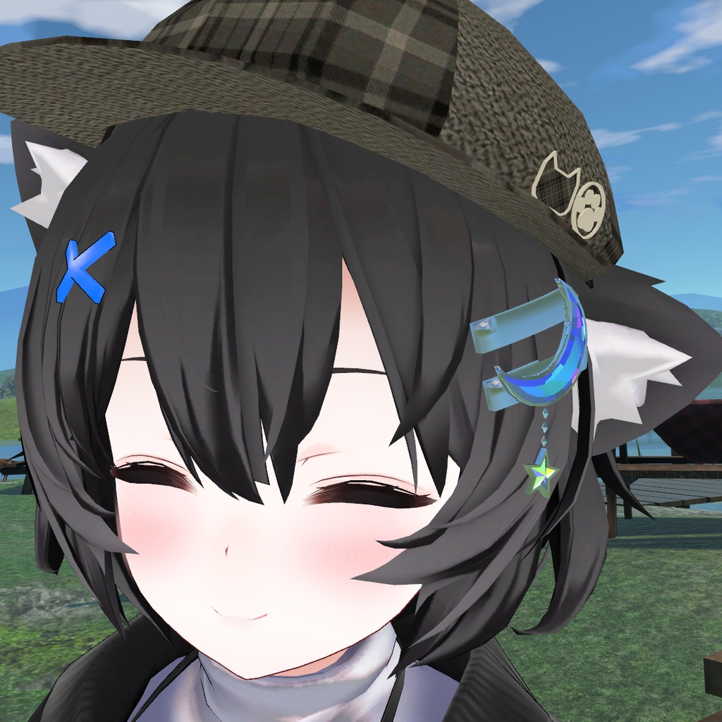 月と星のヘアピン VRChat想定 アクセサリー 装飾品