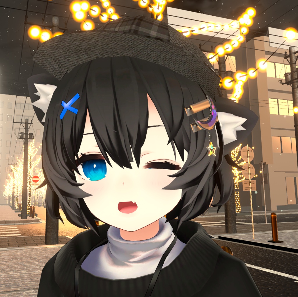 月と星のヘアピン VRChat想定 アクセサリー 装飾品