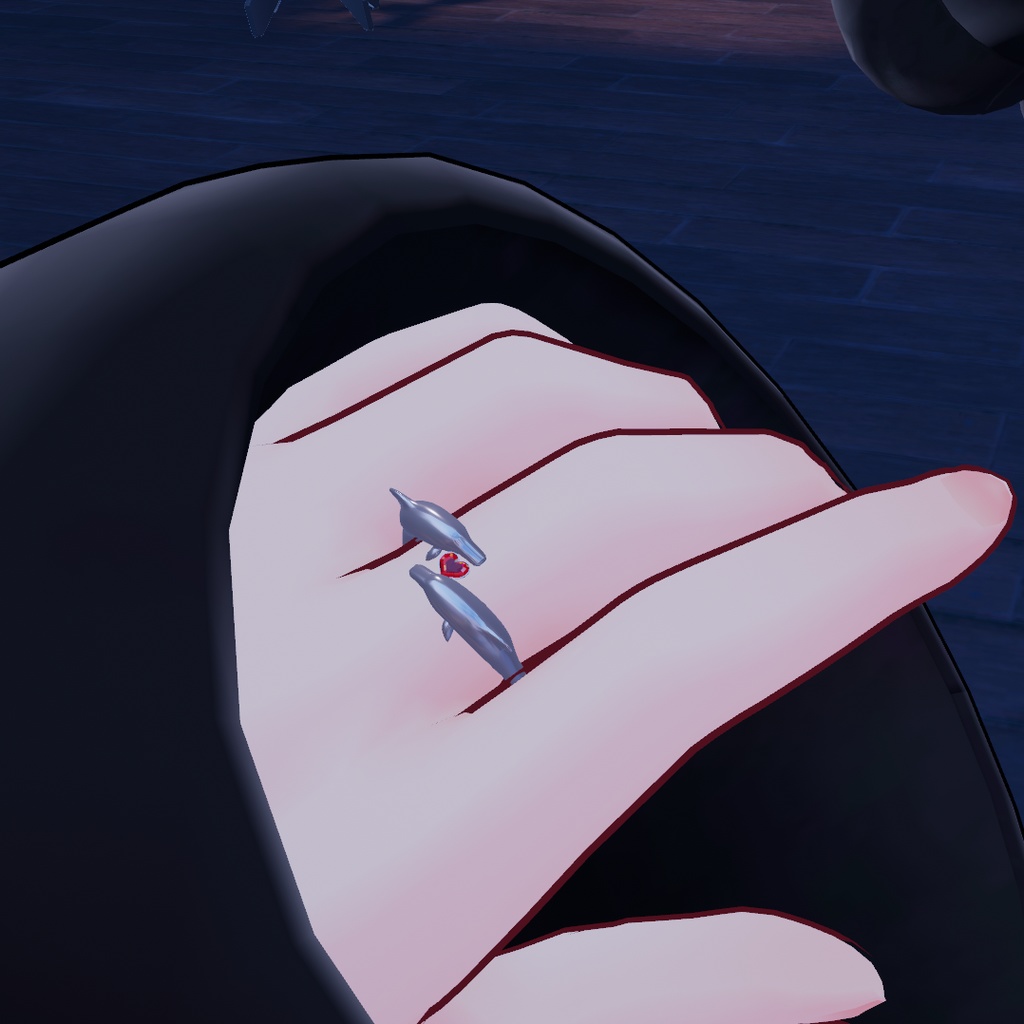 イルカのアクセサリー3点セット ピアス 指輪 ブレスレット【VRChat想定】