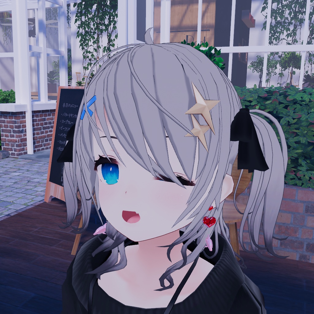 髪の毛とリボン ヘアースタイル ハーフツインテール VRChat想定