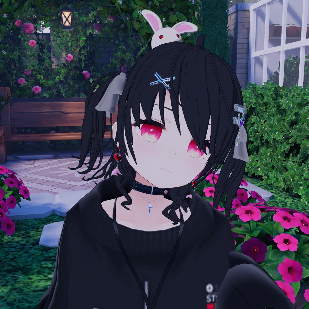 髪の毛とリボン ヘアースタイル ハーフツインテール VRChat想定