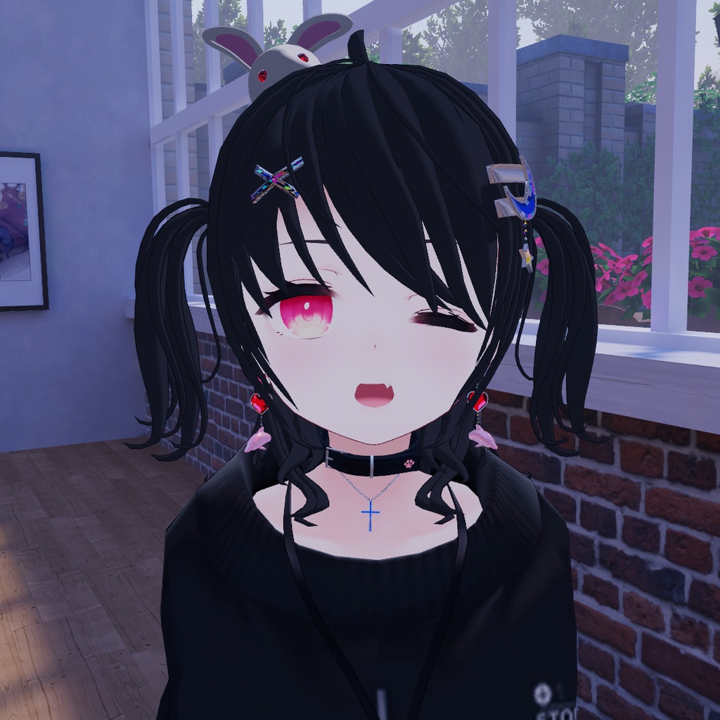 髪の毛とリボン ヘアースタイル ハーフツインテール VRChat想定