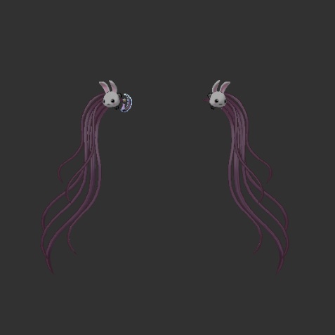 つけ髪 うさぎのリボン シュシュ 月と兎の髪飾り 4点セット【VRChat】