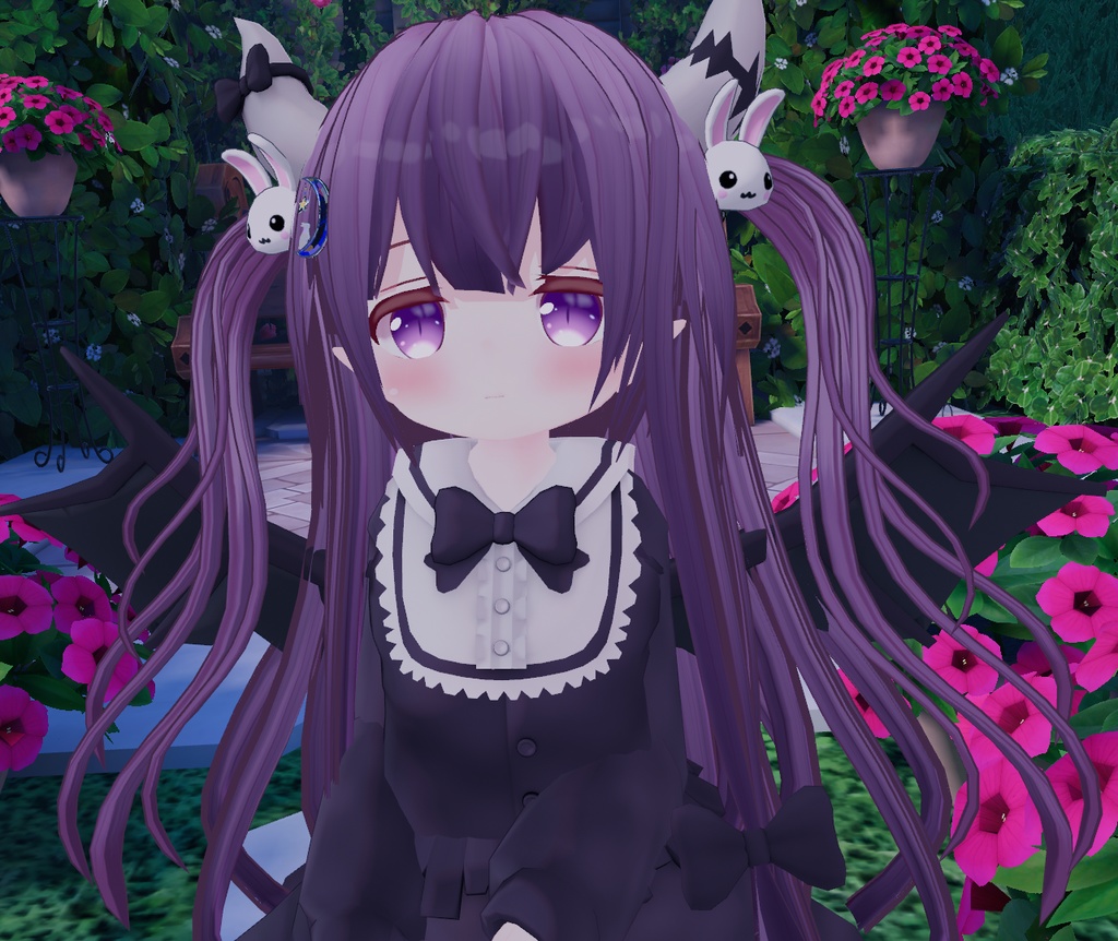 つけ髪 うさぎのリボン シュシュ 月と兎の髪飾り 4点セット【VRChat】