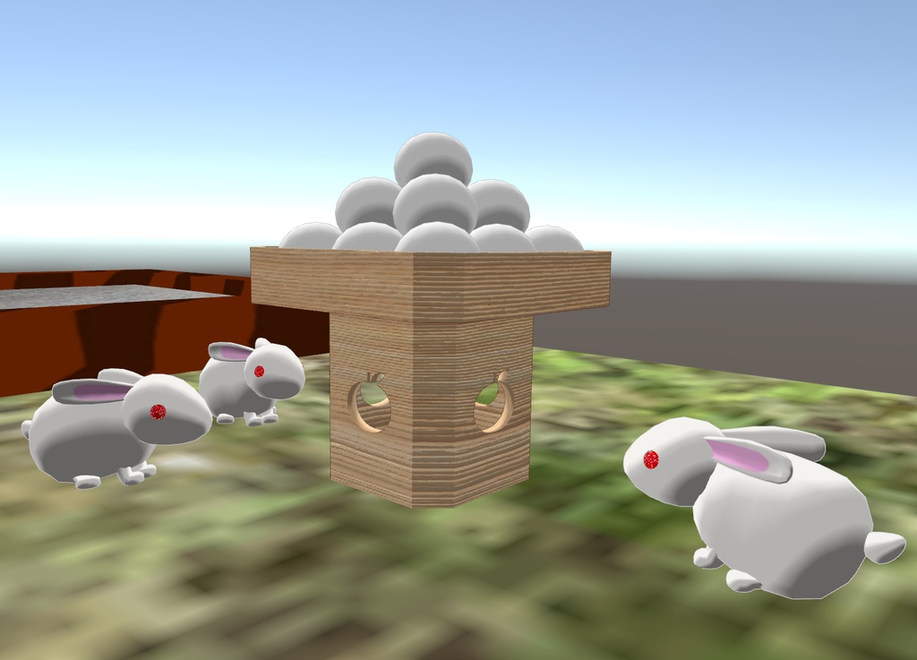 お月見セット おだんご うさぎ 月の置き物 VRChat想定