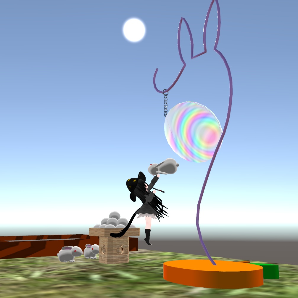 お月見セット おだんご うさぎ 月の置き物 VRChat想定