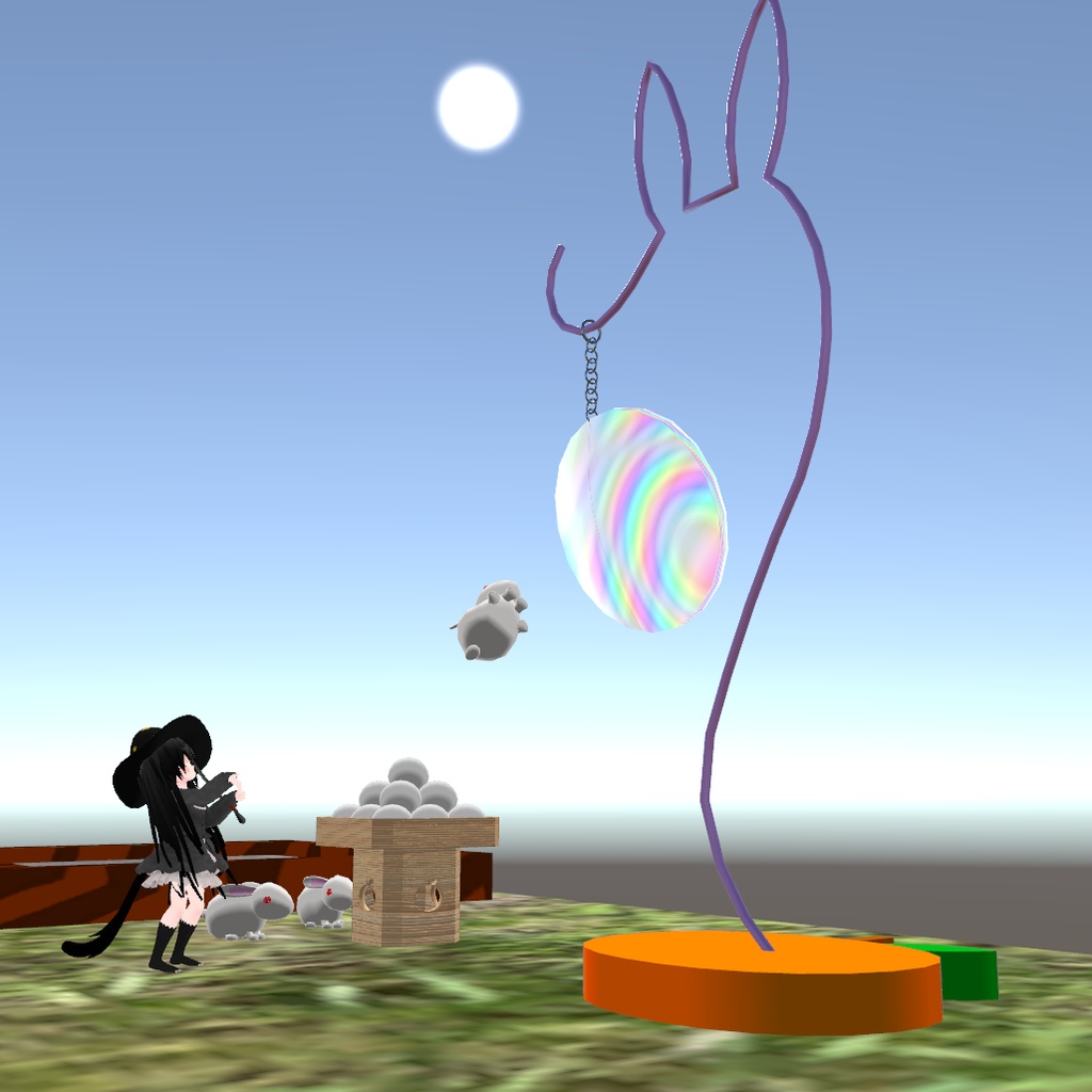お月見セット おだんご うさぎ 月の置き物 VRChat想定