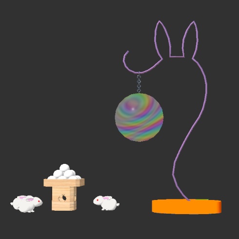 お月見セット おだんご うさぎ 月の置き物 VRChat想定