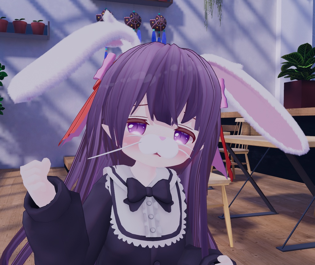 うさみみ しっぽ リボン カチューシャ【VRChat想定】