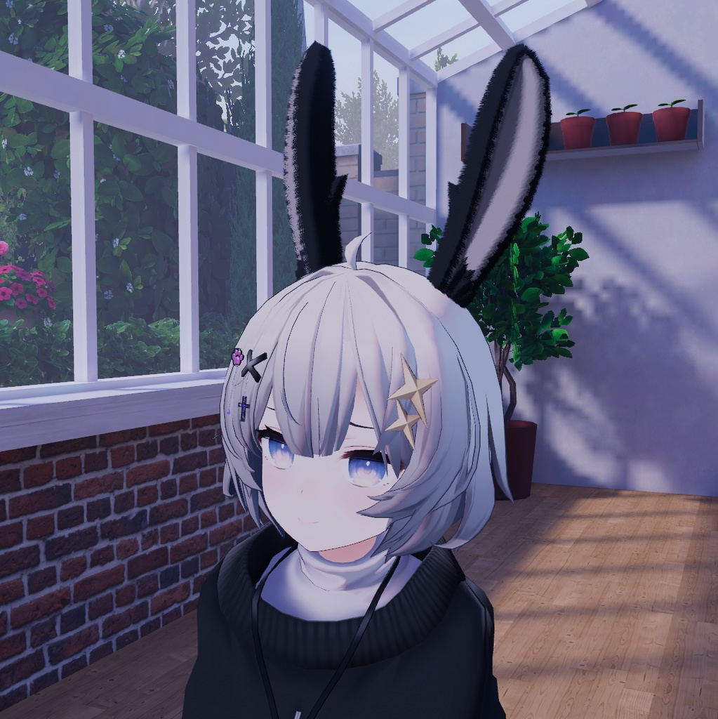 うさみみ しっぽ リボン カチューシャ【VRChat想定】