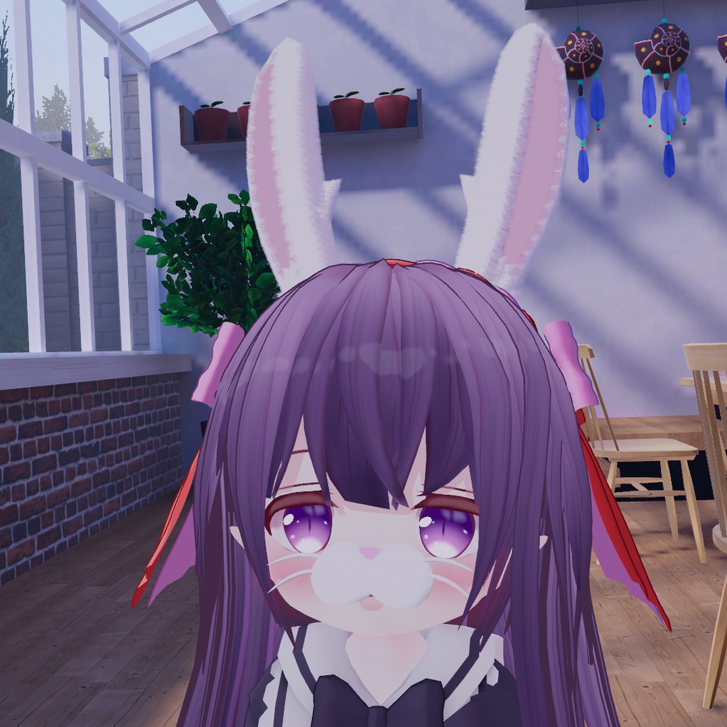うさみみ しっぽ リボン カチューシャ【VRChat想定】