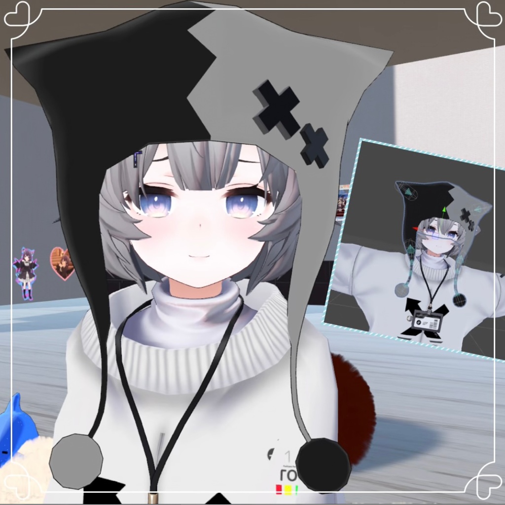 VRChat想定 耳付き帽子 もこもこ ふわふわ