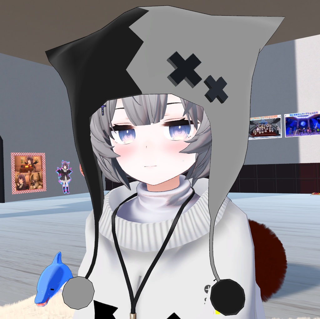 VRChat想定 耳付き帽子 もこもこ ふわふわ