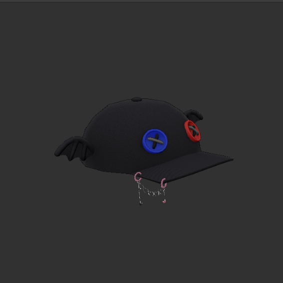 こうもりの帽子 ハートとウサギのチェーン付き【VRChat想定】