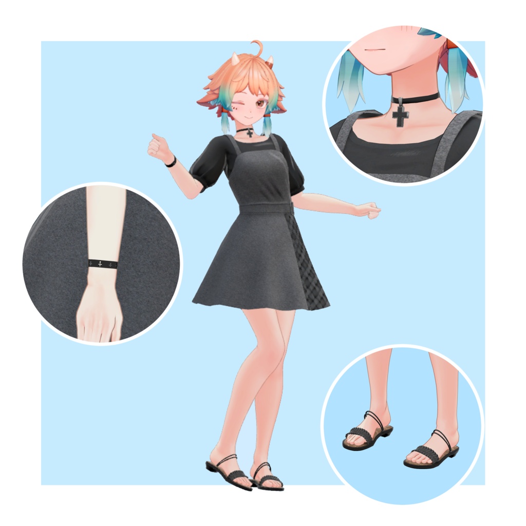 Casual Cute Dress ワンピースセット Solaria VRChat想定