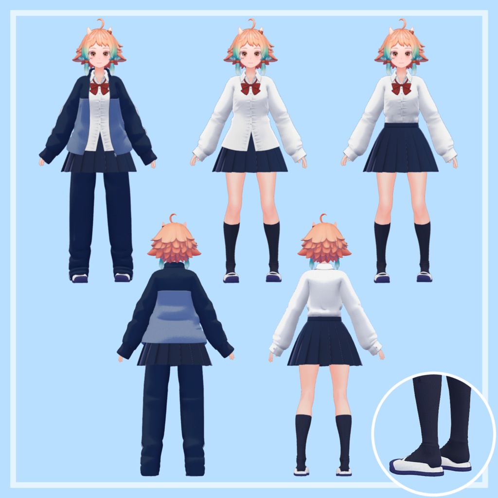 制服×ジャージ しなの ソラリア 真冬 Lime ミルフィ アズキ まめひなた【VRChat想定衣装】