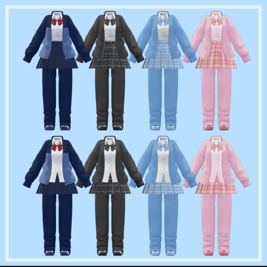 制服×ジャージ しなの ソラリア 真冬 Lime ミルフィ アズキ まめひなた【VRChat想定衣装】