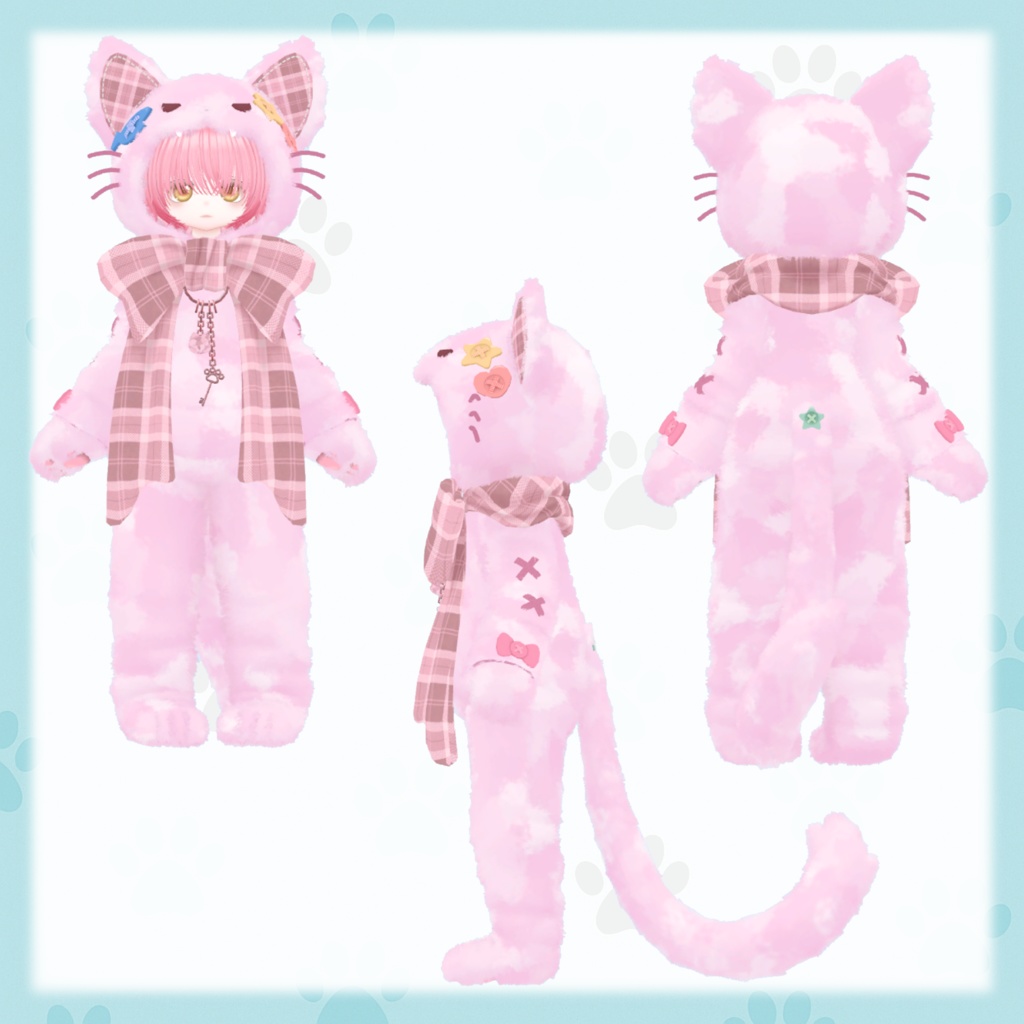 【無料 Free】ふわネコきぐるみと三つ編みショートカット【みゆう&ゆうひ対応】