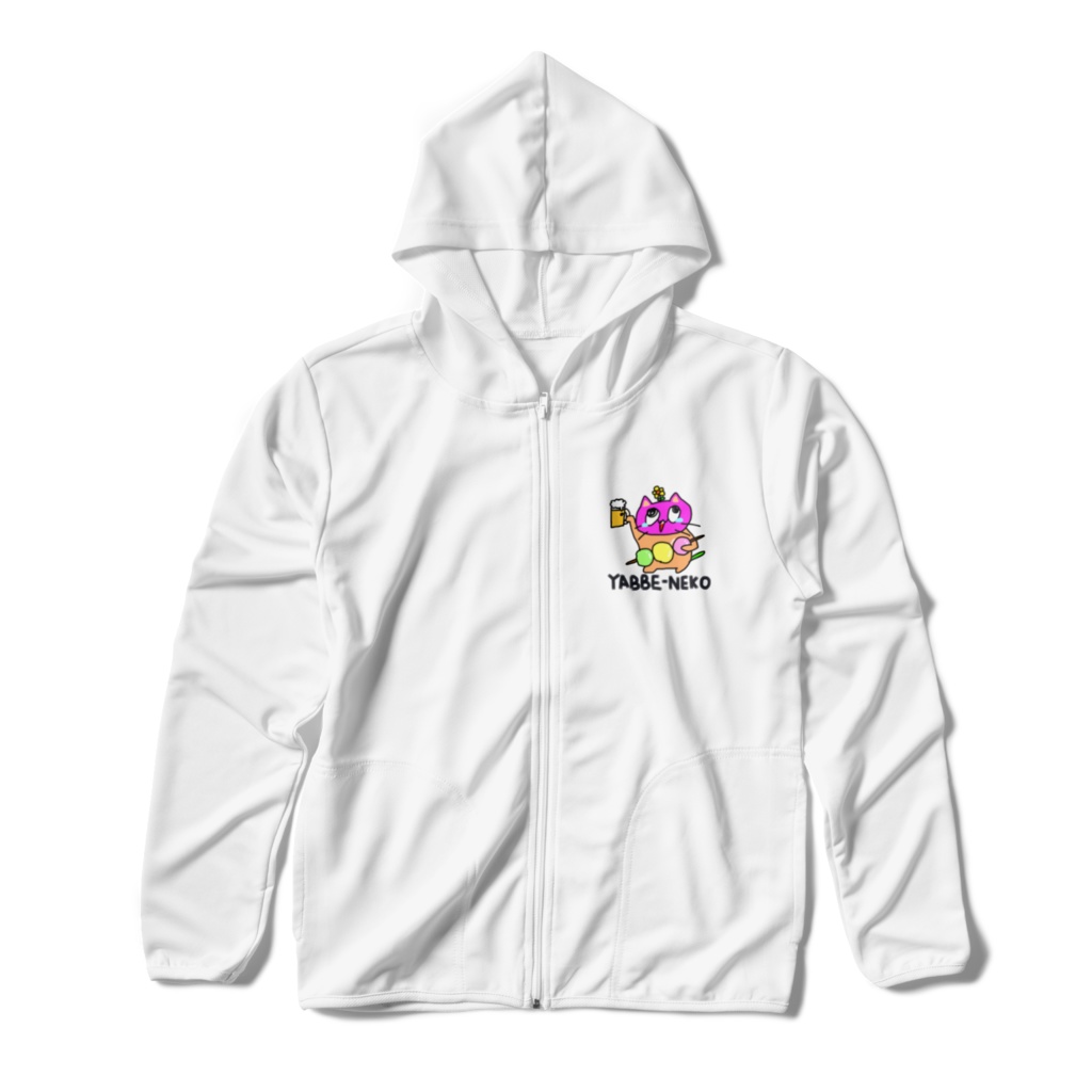 やっべえねこ『春にゃ！』ドライジップパーカー(白)