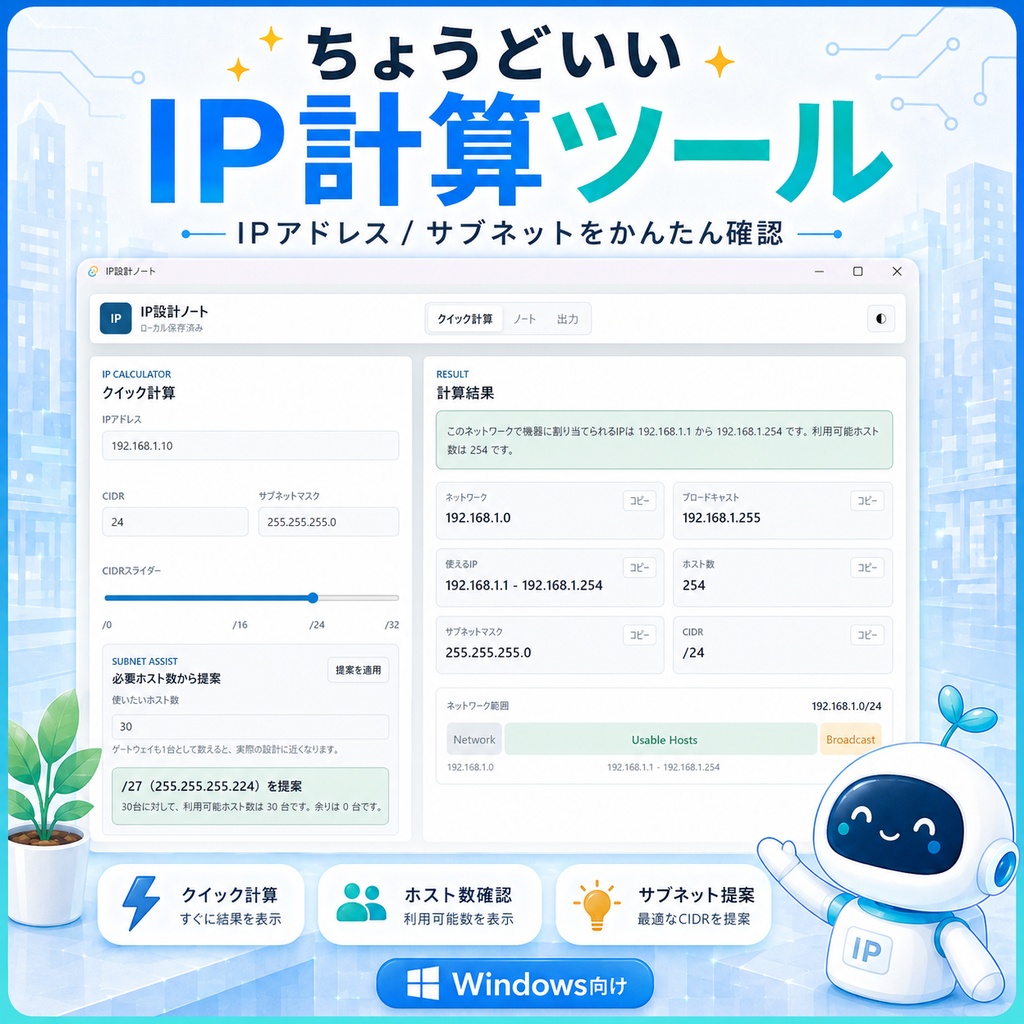 【ちょうどいいIP計算ツール】IP設計ノート_v0.1.0