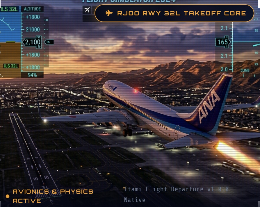 大阪国際空港（伊丹空港 RJOO - R/W 32L）出発フライトシミュレーター 