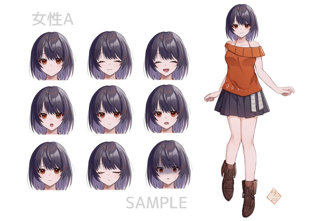 【TRPG/ゲーム/動画用立ち絵】誰でもない女性A【差分11種/PNG透過/フリー素材】