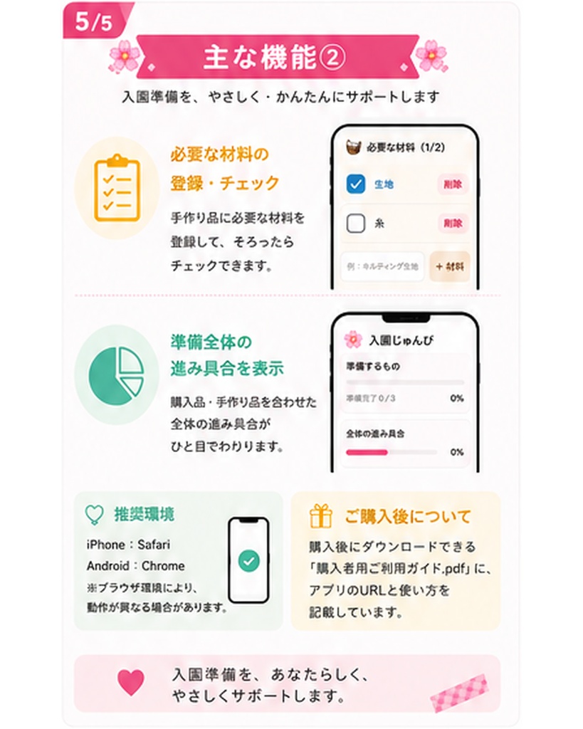 入園じゅんび|保育園・幼稚園の持ち物・名前付け・入園準備をスマホで管理