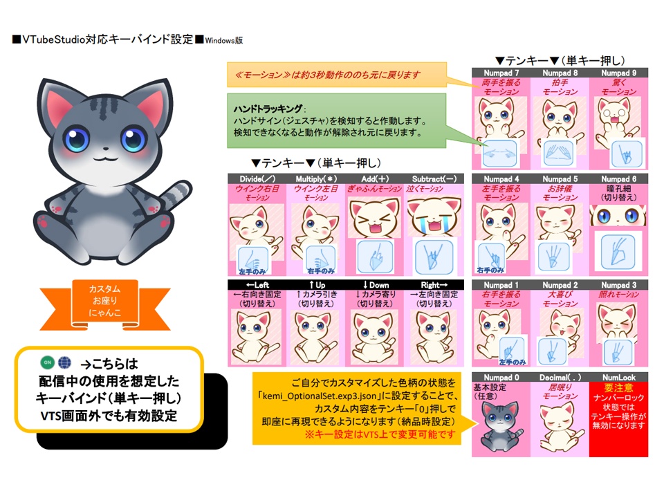 【汎用モデル】カスタムお座りにゃんこ灰白ver.【VTS対応】