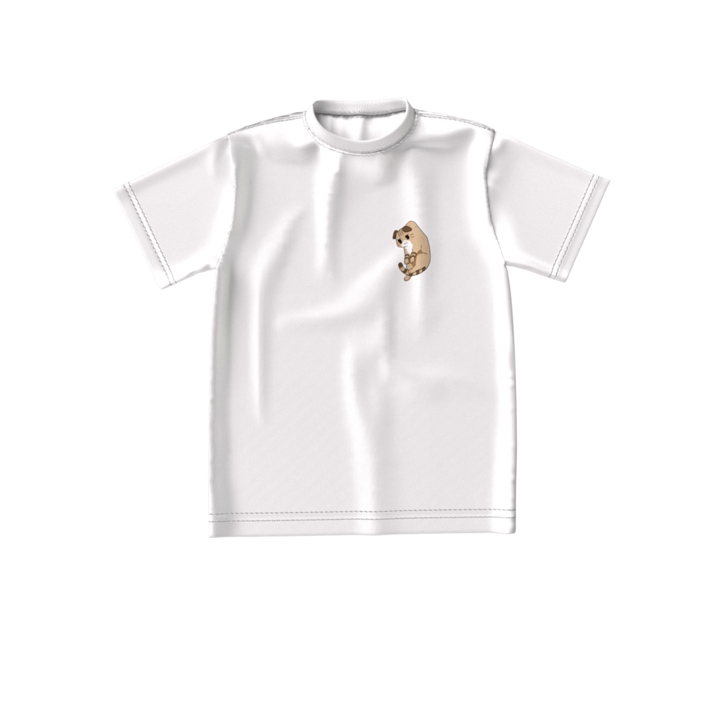 つままれたねこまる【ビッグシルエットTシャツ・白】