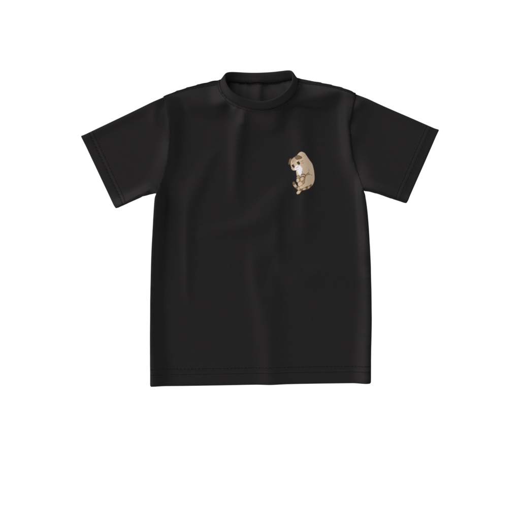 つままれたねこまる【ビッグシルエットTシャツ・黒】