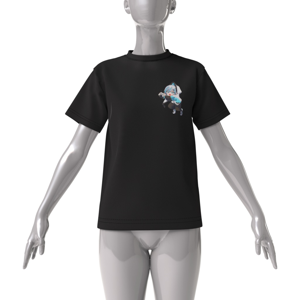 つままれたうきまるそのままゲームする【ビッグシルエットTシャツ・黒】