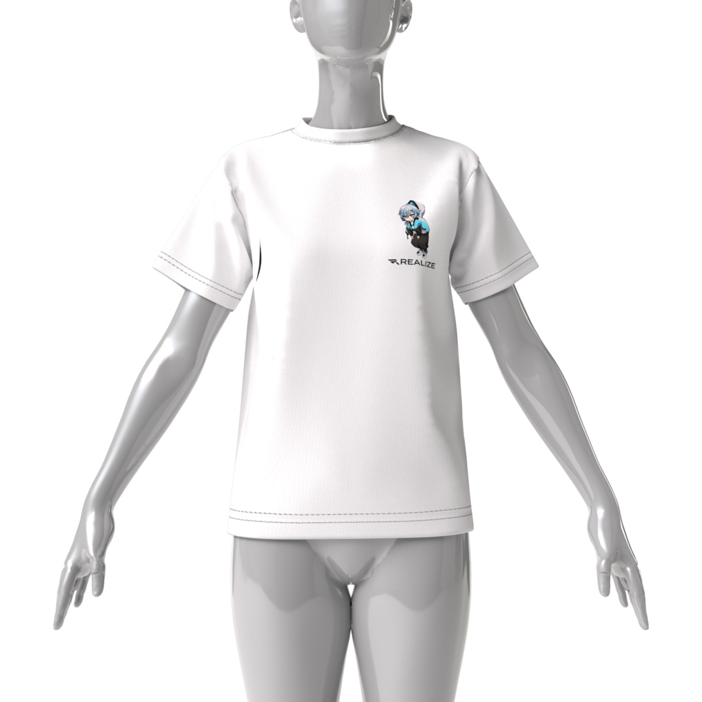 (REALIZEロゴ入り)つままれたうきまる【ビッグシルエットTシャツ・白】