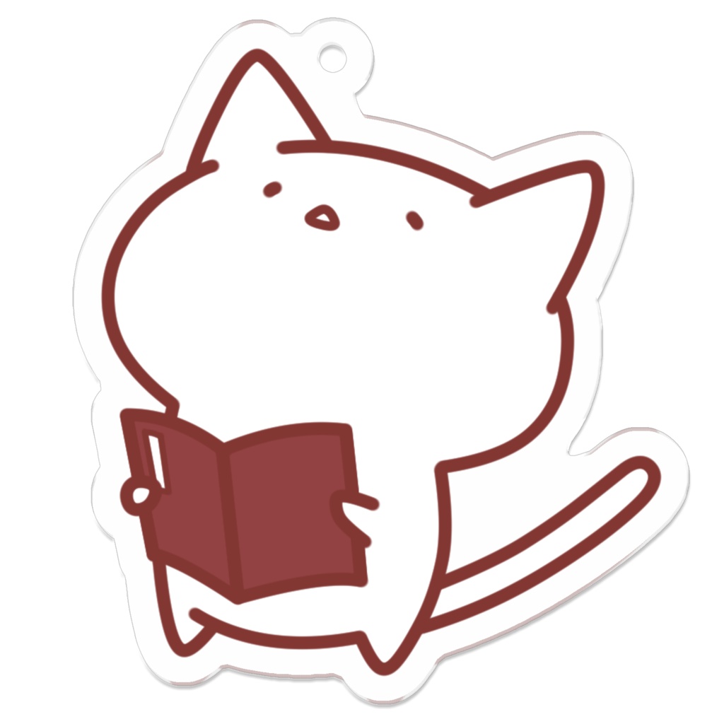 ねこと本のアクリルキーホルダー(赤)
