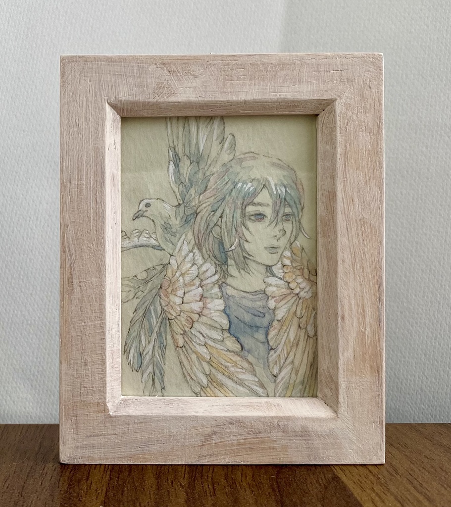 原画　自作の絵　絵画　一点物　パステル画　【カサブランカと松】 原画 自作の絵 絵画 一点物 パステル画 【カサブランカと松
