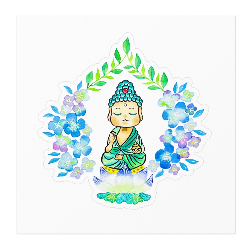 花仏 薬師如来&紫陽花 ステッカー