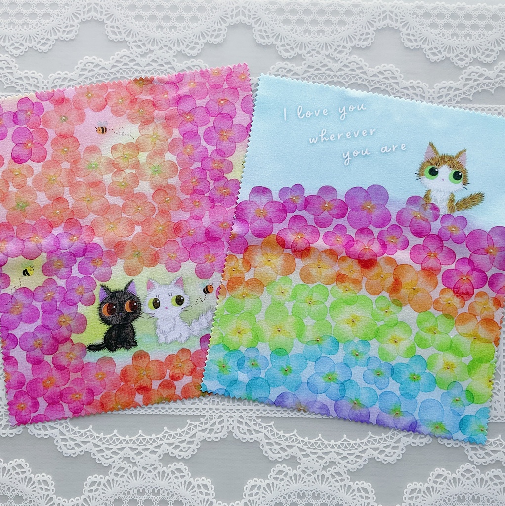 メガネ拭き 虹色のお花畑
