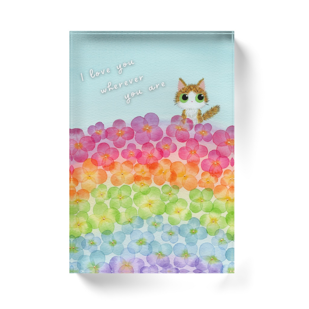 アクリルブロック 虹色のお花畑