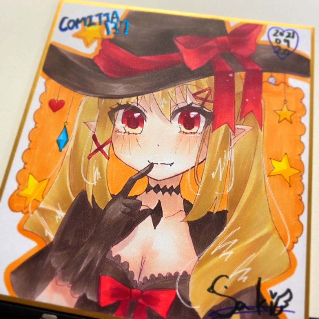 ツインテ魔女ちゃん ミニ色紙 原画