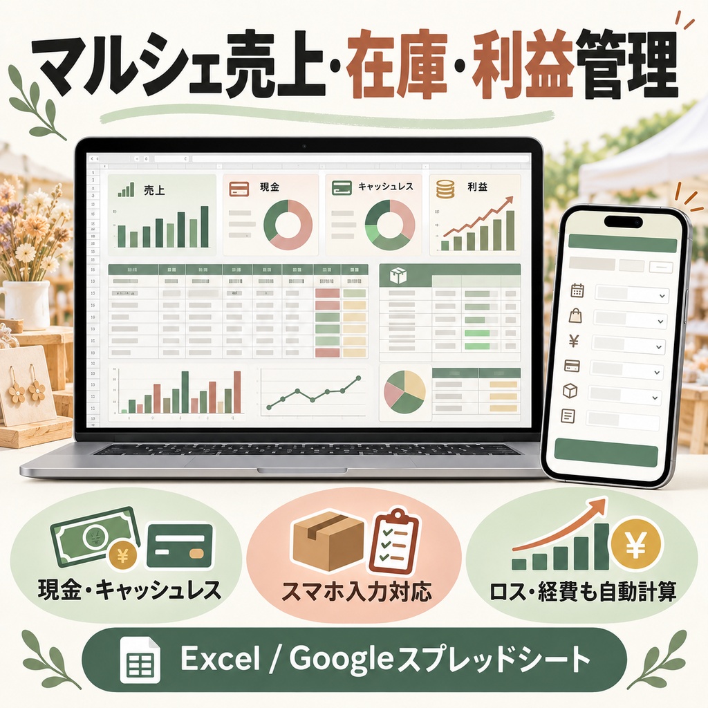 マルシェ売上・在庫・利益管理|スマホ入力・Excel・Googleスプレッドシート対応