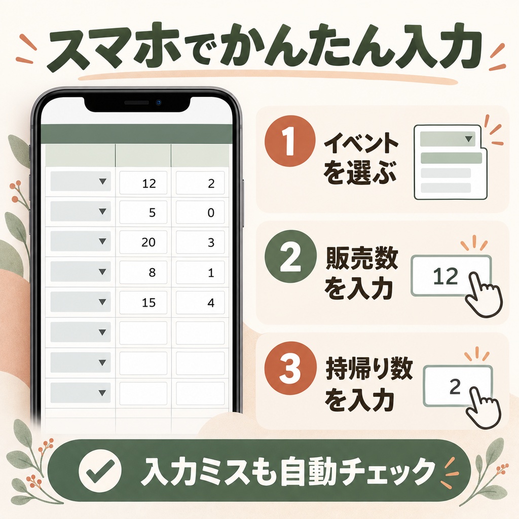 マルシェ売上・在庫・利益管理|スマホ入力・Excel・Googleスプレッドシート対応