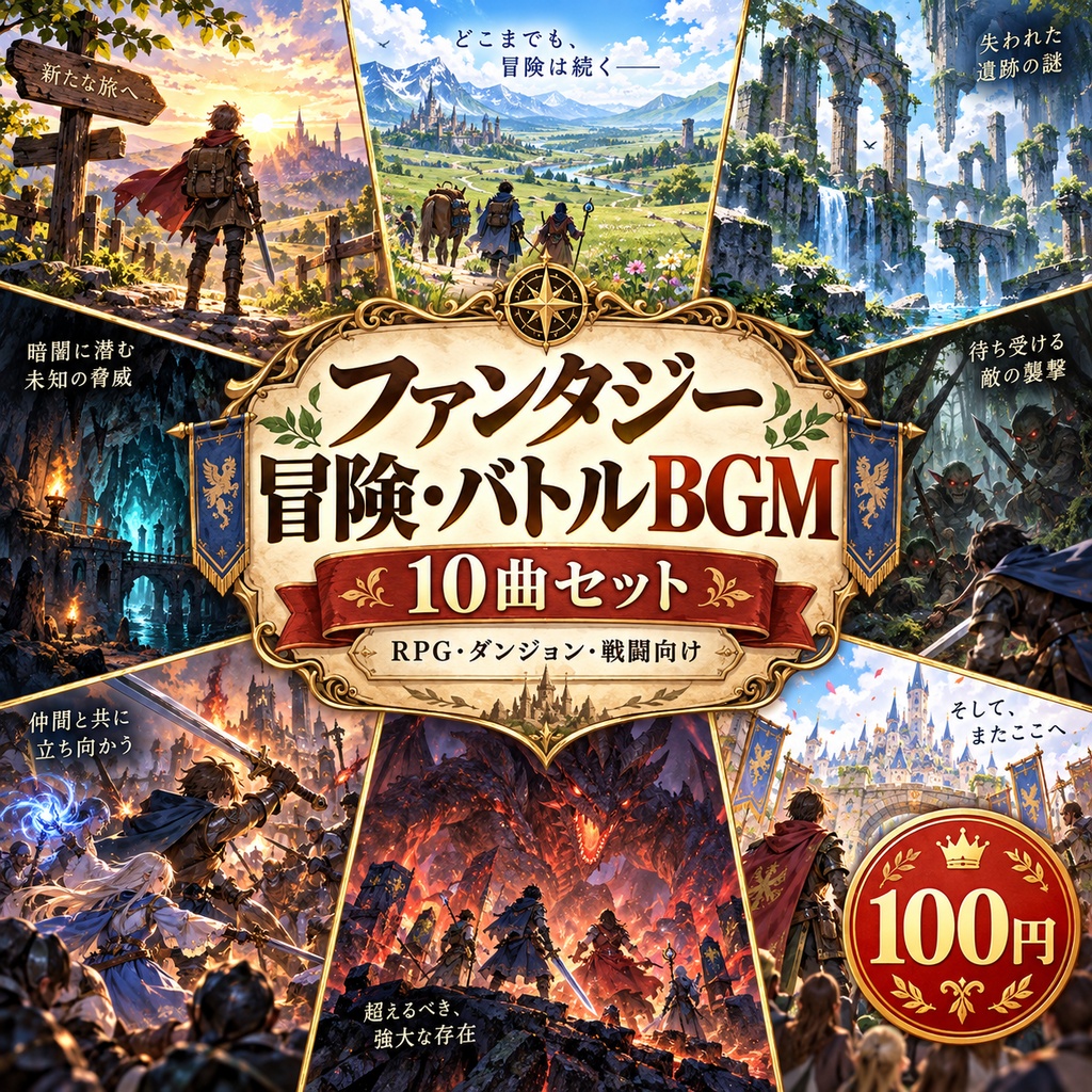 ファンタジー冒険・探索・バトルBGM 10曲セット|RPG・ダンジョン・戦闘ゲーム向け